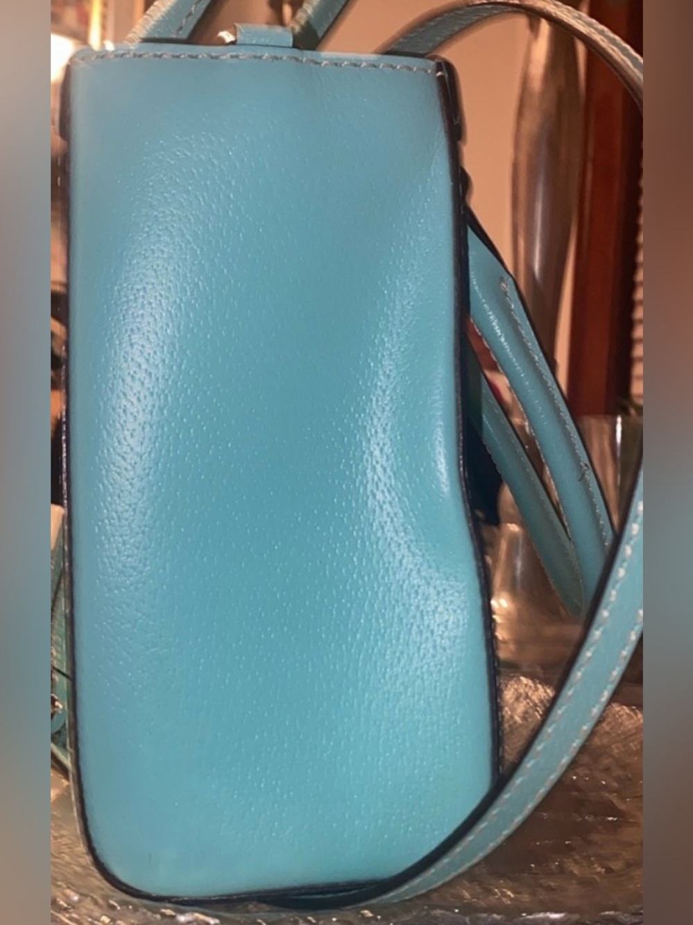 Kate Spade Wellesley Quinn Tiffany Blue Cowhide Leather Satchel/Crossbody - EUC - Picture 4 of 13
